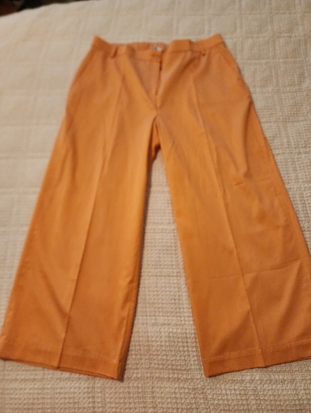 Marina Rinaldi Peach Wide Leg Women's Pants Cotton NWT Sz 18 $415 Quiet Luxury